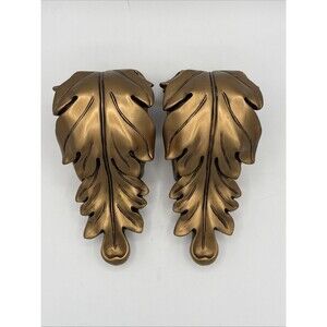 VTG MCM Gold Ornate Curtain Rod Drapes Holders 2 Pc Lot